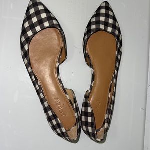 J Crew black white gingham flats